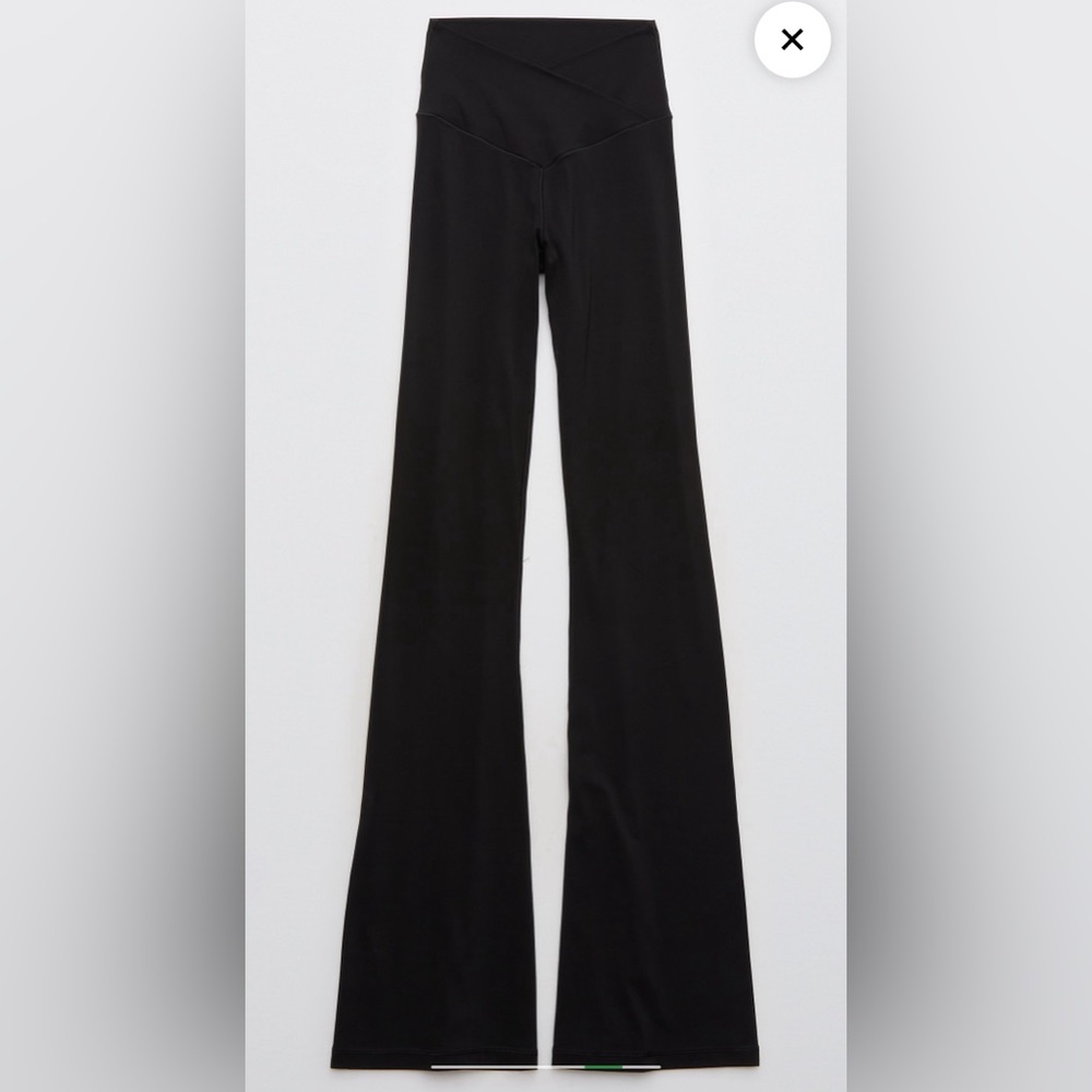 Offline by Aerie Real Me High Waisted Crossover Flare Legging in black